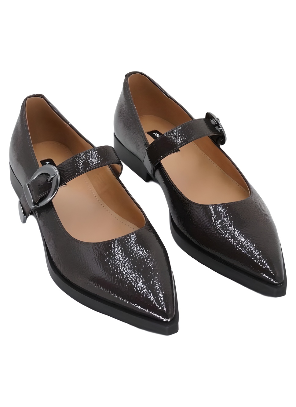 Nine West Katrel Mary Jane Dark Brown Patent Pointed Toe Flats Size 7M